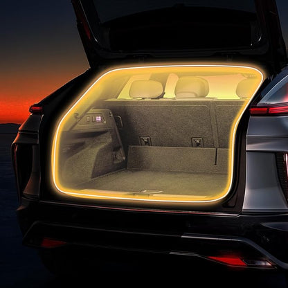 HOLDCY Car LED Strip Lights - Trunk Cargo Ambient Lighting, Warm Yellow 3500K, 118.11 inches Flexible Cuttable LED Light Strip, Easy Install, Waterproof, Universal Fit for Car Trunks, SUVs, and Vans