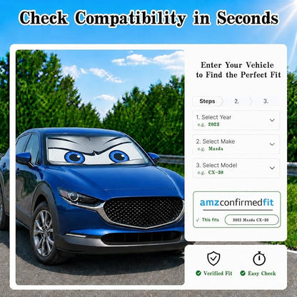 Car Windshield Sun Shade, Funny Car Sun Shade Universal Fits Sedan Compact Car Hatchback SUV, UV Heat Protection -59 x 27.5