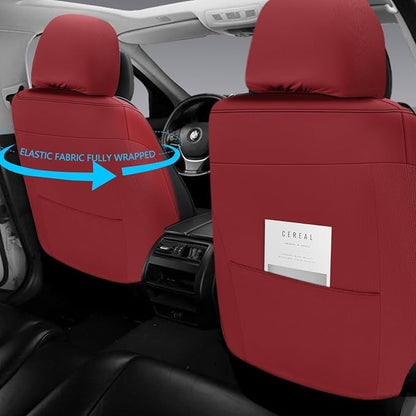 NS YOLO Universal Fit Full Coverage Leather Car Seat Covers for Cars,SUVs and Pick-up Trucks, Car Seat Protector,Automotive Seat Covers Full Set,Car Seat Cushion,Wine Red Seat Cover for 5 Seats