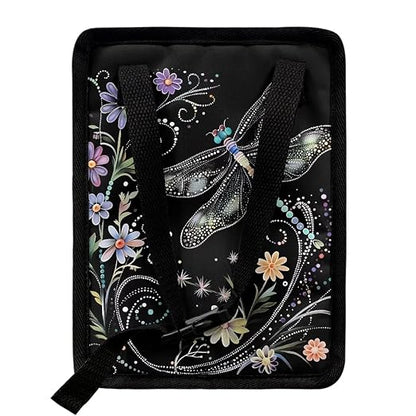 Talayituse Dragonfly Flower Print Car Trash Can with Lid, Leak Proof Auto Trash Bag Hanging Vehicle Garbage Can Multipurpose Storage Container for Back Seat Road Trip