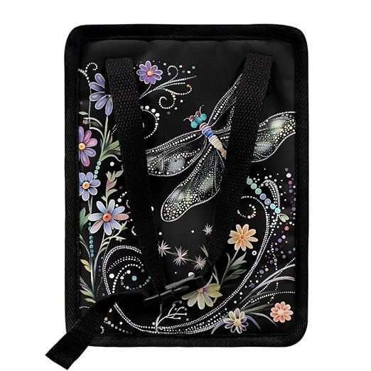 Talayituse Dragonfly Flower Print Car Trash Can with Lid, Leak Proof Auto Trash Bag Hanging Vehicle Garbage Can Multipurpose Storage Container for Back Seat Road Trip