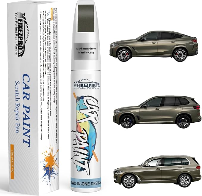 C3D Manhattan Green Metallic Touch Up Paint for BMW, Color Exact Match Car Paint Scratch Repair Remover Pen Kit Quick & Easy Fix Vehicle Chips and Automotive Nicks Scuff