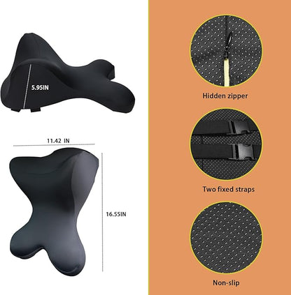 Car Headrest Pillow，Neck Support for Office Chair,100% Memory Foam Car Neck Pillow - Ergonomic Neck Support with Adjustable Double Strap, Breathable Comfort for Car, Gaming & Office Chairs