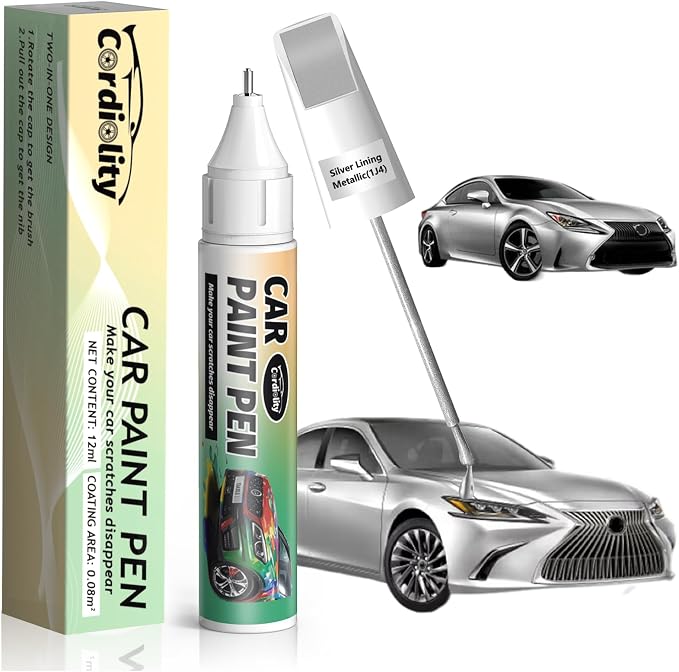 1J4 Silver Lining Metallic Touch Up Paint for Lexus, Color Accurate Car Paint Scratch Repair Pen, Quick & Easy Fix Automotive Chips and Nicks