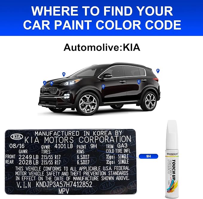 B2R Deep Sea Blue Touch Up Paint Compatible with Kia, Car Paint Scratch Remover for Nicks & Chips Repair, Automotive Paints Exact Match Forte/Rio