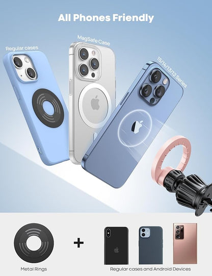 Lamicall for MagSafe Car Mount - [20 Super Magnets] Magnetic Phone Holders for Your Car, Air Vent Phone Holder Car, HandsFree Cell Phone Holder Mount Accessories for Women Men fit iPhone 17 Pro Pink