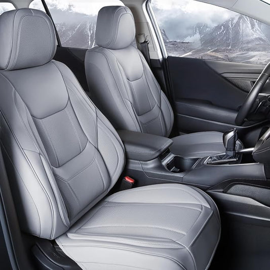 Coverland Custom SUV Car Seat Covers Front Seats for [2016-2026 Crosstrek] - Protector Car Seat Cover Water Resistant Leather Memory Form Back Support Seat Cushion [Front-Gray]