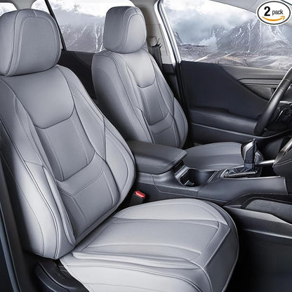 Coverland Custom Truck Car Seat Covers Front Seats for [2019-2026 RAM 1500 Crew Cab Bucket Seats] - Protector Car Seat Cover Water Resistant Leather Memory Form Back Support Seat Cushion [Front-Gray]
