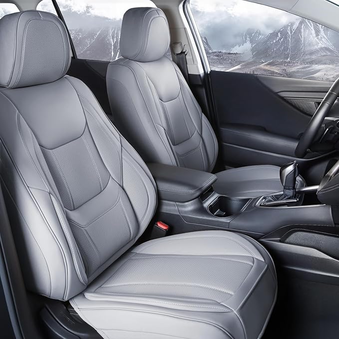 Coverland Custom Truck Car Seat Covers Front Seats for [2008-2010 Ford F250 F350 Super Duty Crew, Super Cab Front 40/20/40 Split Bench] - Protector Water Resistant Leather Seat Cushion [Front-Gray]