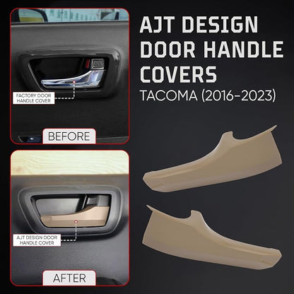 AJT DESIGN Car Door Handle Cover Compatible with Toyota Tacoma (2016-2023) | ABS Plastic Interior Trim, Chrome Delete Tacoma Door Handle Cover | Made in USA, Pack of 4 (Front & Back) - Quicksand