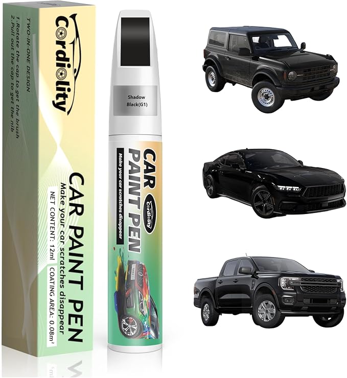 Car Touch Up Paint Shadow Black(G1) for Ford, Color Accurate Car Scratch Repair Remover Pen Fix Auto Paint Chips and Nicks