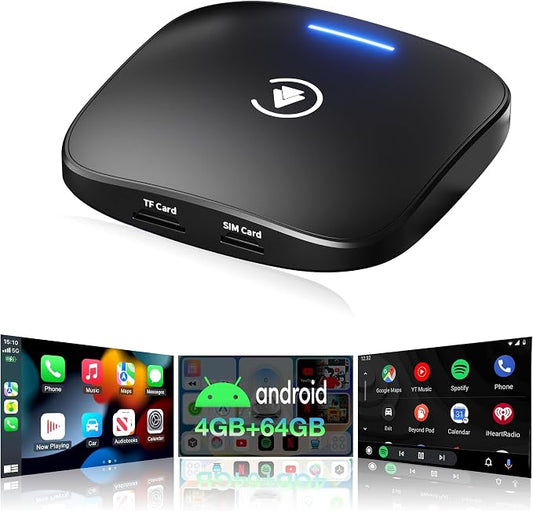 2026 Magic Box 3.0 CarPlay Android Auto & Wireless Carplay Adapter Dual WiFi + 4G Split-Screen & Cast Screen Supports Play-Store Dowanlaod Any App for OEM Wired Car Play