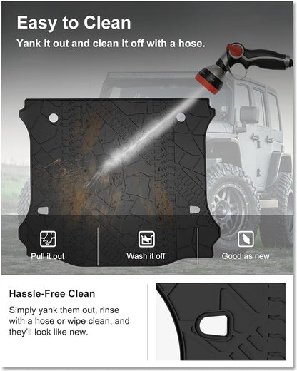 KIWI MASTER Cargo Mat for 2007-2018 Jeep Wrangler JK, OEM Replacement 82213184, Custom Fit All Weather Rear Cargo Liner, Heavy Duty TPE Tray Trunk Mat, Black