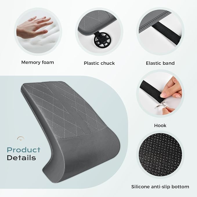 Coverado Car Seat Extender Leg Support, Leather Leg Extender Cushuin for Car Seats, Waterproof Car Seat Cushions Universal Fit for Most Vehicles (Gray)