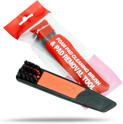 Maxshine 2-in-1 Foam Pad Cleaning Brush & Pad Removal Tool Set | Dual-Function Stiff Bristle Brush with Easy-Grip Handle | Car Polishing Pad Cleaner & Detailing Accessory for Buffing Pads