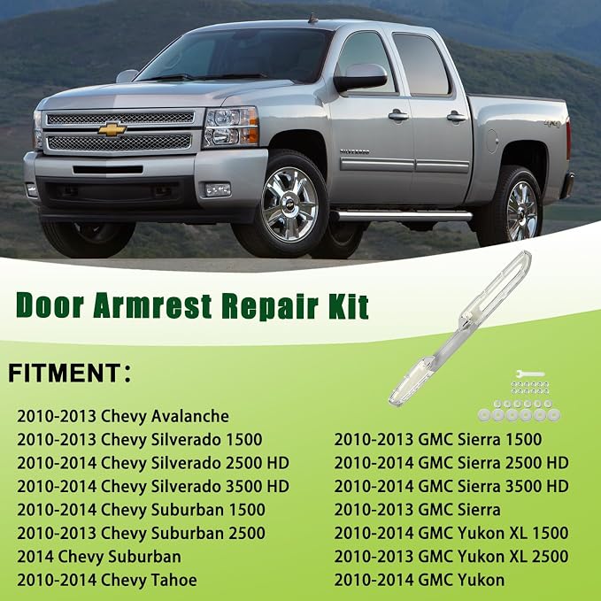 926-740 Door Armrest Repair Front Left Side Door Panel Handle Gray Compatible with 2010-2014 Chevrolet Chevy Silverado Suburban Avalanche Tahoe,GMC Sierra Yukon Replaces 84127281