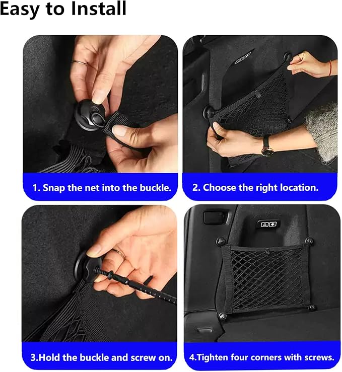 2PACK Small Cargo Nets Elastic Stretchable Pocket Storage Mesh Net Universal Automotive Cargo Netting Storage Pouch with 8Pcs Mounting Screws&Hooks for Car Truck SUV Boats (17.7x9.8 Inch)
