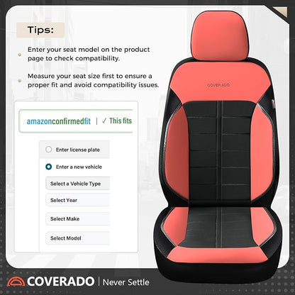 Coverado Leather Seat Covers Front and Rear Seat Cover 5 Seats Automotive Waterproof Car Seat Covers Universal Fit for Most Cars SUV Trucks, Red&Black