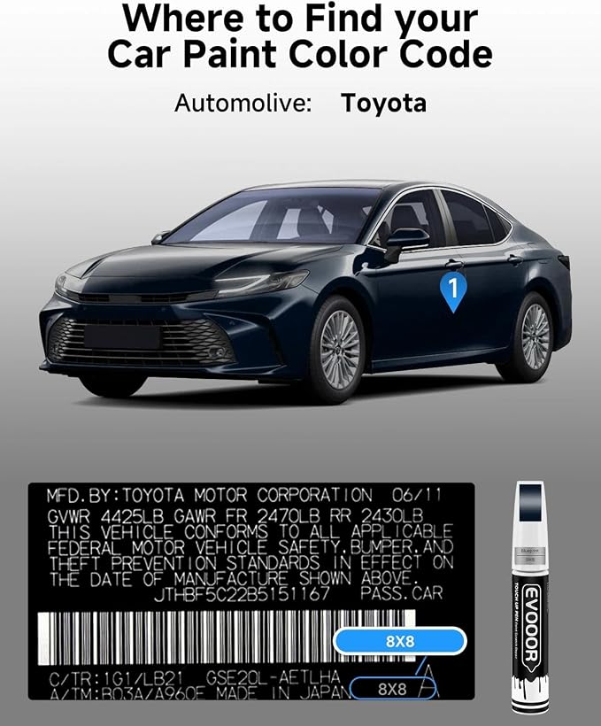 Touch Up Paint Compatible with Toyota Exact Match 2 in 1 Touch up Paint for Chips and Nicks Repair (Blueprint(8X8))