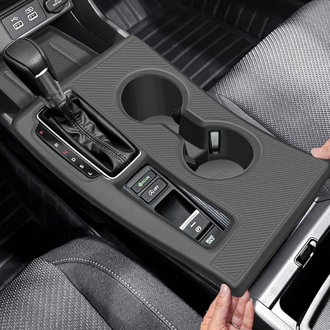 Temmis Center Console Organizer Silicone Wrap Kit for Honda Civic 2022-2025, Full-Wrap Center Consel Electrostatic adsorption Cover for Honda Civic-Black