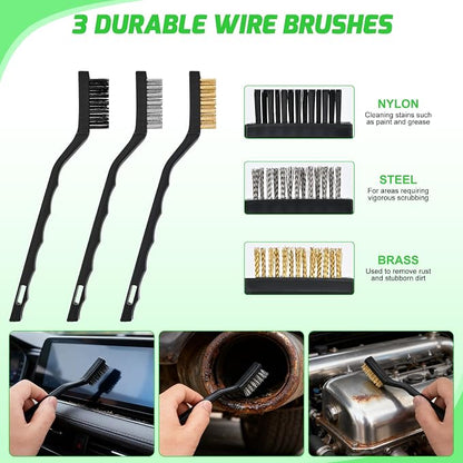 Nilight 37PCS Car Detailing Kit Auto Cleaning Tools Wash Set with Storage Carry Bag Home Use for Interior Exterior Deep Clean Car Care Windshield Dashboard Seat Air Vents Wheels Tires, Green