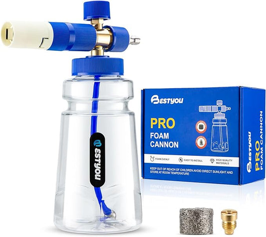 Foam Cannon for Presure Washer，Blue Car Wash Cleaning Foam Cannon with 1/4” Quick Connector,Adjustable Foam Thickness and Spray Range,Suitable for Various Car Washing Scenarios