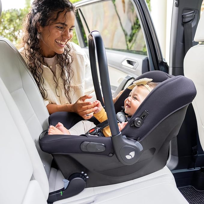Joie Baby, Mint Latch Baseless Infant Car Seat – Lightweight, Built-in Rigid Lower Anchor Attachments and Side-Impact Protection – No Base Installation Required, Travel-Friendly Design (Thunder)