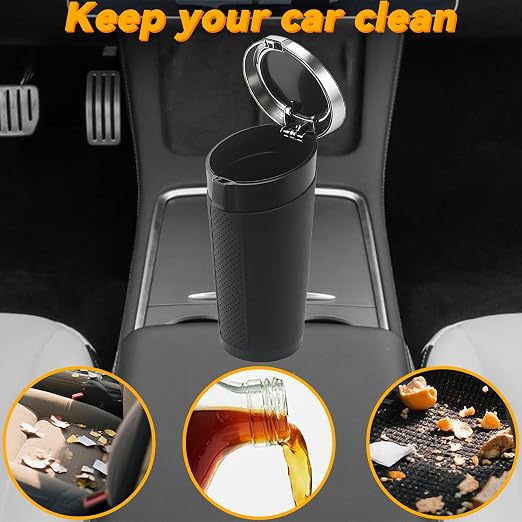 Car Trash Can Bin with Lid - 2 Pack, Leakproof Garbage Can for Vehicle, Mini Trash Bin with 180 Attached Trash Bags, Easy to Clean Cup Holder Trash Can for Car, Home, Office
