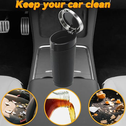 Car Trash Can Bin with Lid - 2 Pack, Leakproof Garbage Can for Vehicle, Mini Trash Bin with 180 Attached Trash Bags, Easy to Clean Cup Holder Trash Can for Car, Home, Office