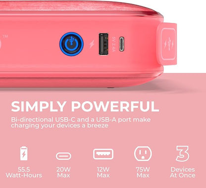Halo Bolt Ultimate 3 Portable Car Battery Jump Starter | 130 PSI Air Compressor, 55.5Wh USB Power Bank, Large Display, Emergency Floodlight & Charger, Jumps Cars SUVs & Trucks, Inflates Tires — Rose