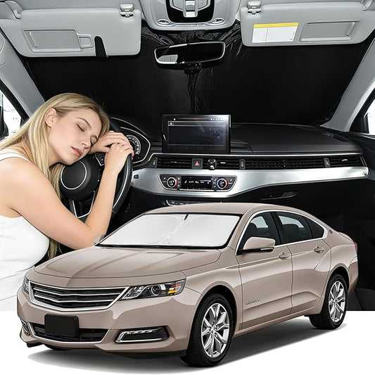 Windshield Sunshade for Chevrolet Impala 2014-2020 Sun Shade Car Windshield Accessories Upgrade 4 Layers Blocks UV Rays Custom Fit Impala 240T Car Window Shades Windshield Keep Cool Foldable