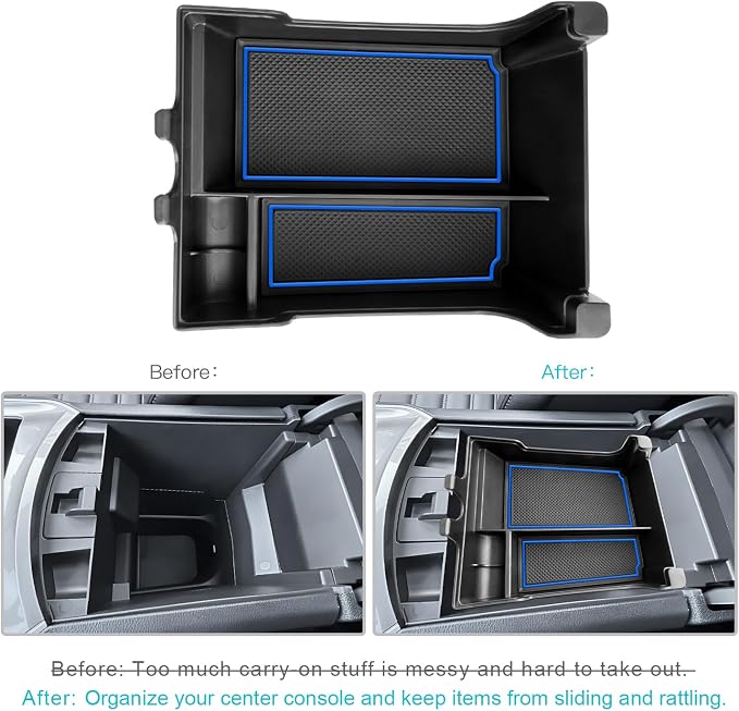 CDEFG for 2020-2023 2024 Edge Center Console Organizer Tray Compatible with 2020-2023 2024 Ford Edge Middle Console Organizer Armrest Tray Storage Box 2023 2024 Edge Accessories (Blue Trim)