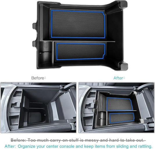 CDEFG for 2020-2023 2024 Edge Center Console Organizer Tray Compatible with 2020-2023 2024 Ford Edge Middle Console Organizer Armrest Tray Storage Box 2023 2024 Edge Accessories (Blue Trim)