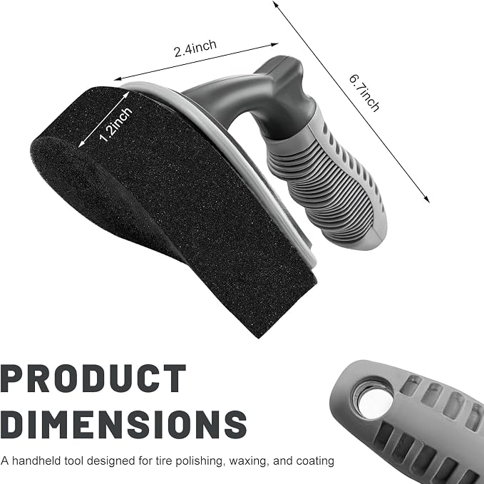 Car Tire Shine Applicator, High-Density Vehicle Wheel Polishing Brush with Anti-Slip Handle, Universal Tyre Detailing Tool Sponge Pad Dressing Applicator for Most Vehicles