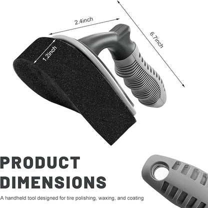 Car Tire Shine Applicator, High-Density Vehicle Wheel Polishing Brush with Anti-Slip Handle, Universal Tyre Detailing Tool Sponge Pad Dressing Applicator for Most Vehicles