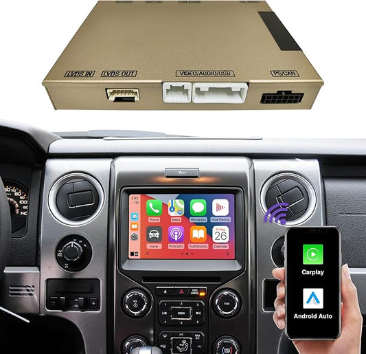 Wireless CarPlay Retrofit Kit Decoder, Compatible with Ford (2013–2015) SYNC 2 System, Supports Android Auto, Mirror Link & Reverse Camera, USB