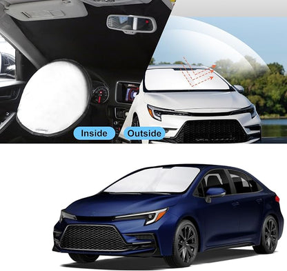 TINGLU Sun Shade for Toyota Corolla 2020-2025 2026(Not for Corolla Cross) Accessories Windshield Sun Shade Window Shade UV Rays Protection Sun Visor Cover with Steering Wheel Sunshade Storage Bag