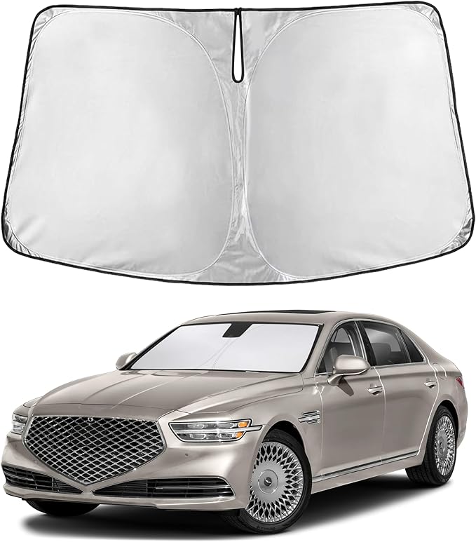 EcoNour Windshield Sunshade Compatible for Genesis G90 2017-2020 2021 2022, Sun Visor for Front Windshield & Window Sun Shade Cover, UV Heat Blocker & Protector, Car Accessories