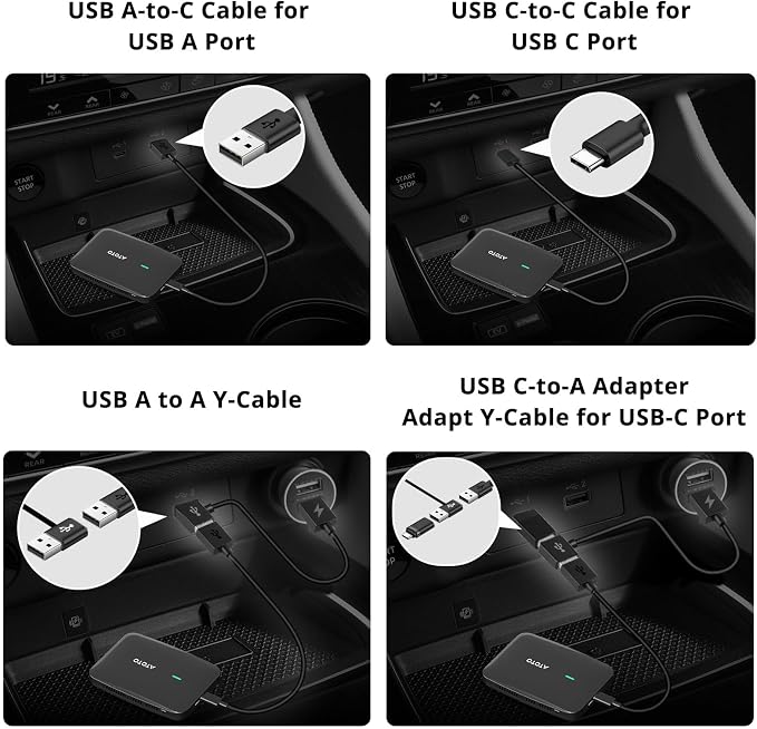 Portable AI Box CarPlay -2025 Upgrade Wireless CarPlay Adapter Compatible with YouTube, Plug & Play Smart AI Box Support DriveChat, Dual Bluetooth, Dual Wi-Fi, Max 128GB TF Card