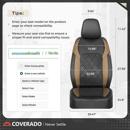 Coverado Car Seat Covers, Front Seat Covers, 2 Front Automotive Seat Cover, Mesh Breathable Seat Protectors, Universal Fit for Most Cars