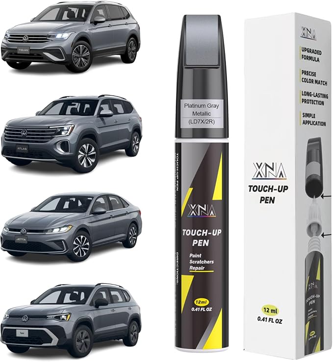 XNA Platinum Gray Metallic(LD7X/2R) for Volkswagen Touch Up Paint, Car Scratch Remover for Nicks and Chips Repair, 2-In-1 Quick & Easy Fix Car Scratch Repair Kit with Exact Color-Matched