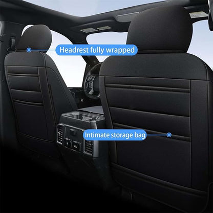 TTX LIGHTING Custom Fit Seat Covers for Hyundai Tucson 2022 2023 2024 Hybrid -Faux Leather Full Set Compatible Airbag Car Seat Protector Black（Just for Hybrid ONLY