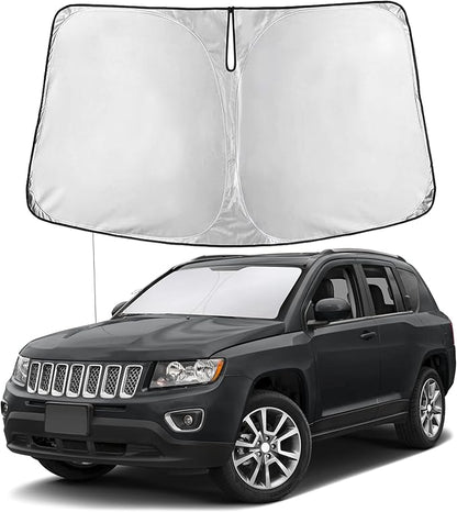 EcoNour Windshield Sunshade Compatible for Jeep Compass 2007-2014 2015 2016, Sun Visor for Front Windshield & Window Sun Shade Cover, UV Heat Blocker & Protector, Car Accessories