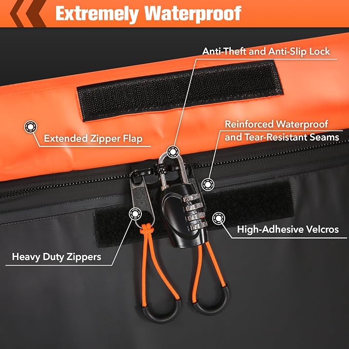 Sailnovo Hitch Cargo Carrier Soft Shell Bag Waterproof 20 Cubic Feet Cargo Bag for Hitch Carrier, PVC Trailer Hitch Storage Bag with 8 Reinforced Straps & Combination Lock & Storage Bag