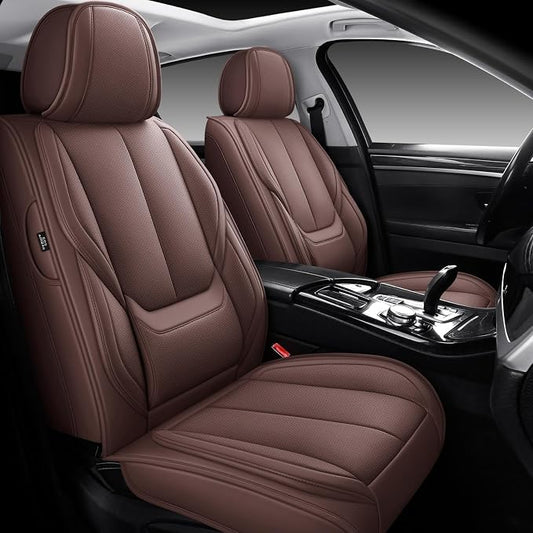 MINGBRON Seat Covers, Car Seat Covers Front Seats, Car Seat Cover, Car Seat Protector Waterproof, Car Seat Cushion Nappa Leather, Brwon Seat Covers Carseat Cover Universal Fit for Most Cars