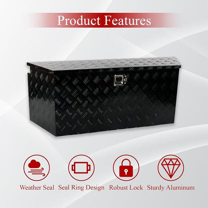 49''Inch Aluminum Trailer Tongue Tool Box Truck Bed Toolbox Truck Trailer Chest Box Underbody Storage Organizer Waterproof Square Storage Organizer w/Lock & Keys Black(‎49" Lx15 Wx18.5 H)