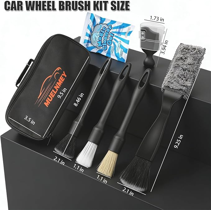 7PCS Car Detailing Brush Set, Soft Boar Hair Brush, Car Interior Detail Brush, Fiber Brush, Car Dust Removal Brush, Car Cleaning Gel, Cleaning Tool Set Suitable for Trucks, Cars, RVs, SUVs