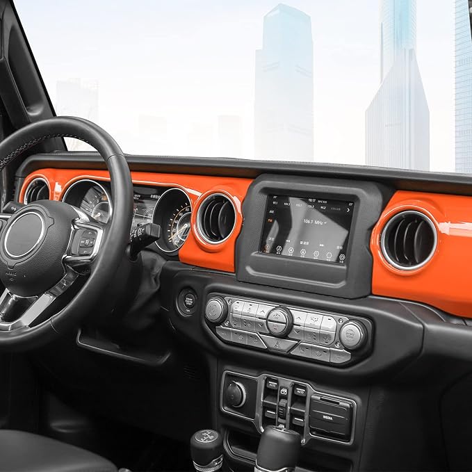 RT-TCZ Center Console Trim Cover Dashboard Control Panel Cover Decorative Interior Accessories for Jeep Wrangler JL JLU & Gladiator JT 2018-2022,Orange