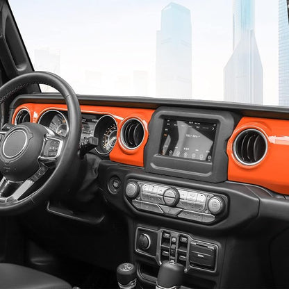 RT-TCZ Center Console Trim Cover Dashboard Control Panel Cover Decorative Interior Accessories for Jeep Wrangler JL JLU & Gladiator JT 2018-2022,Orange