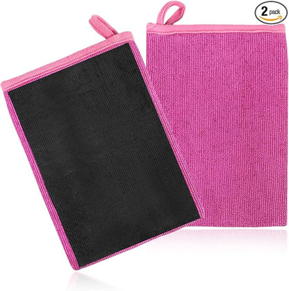 2 PCS Clay Mitt, Fine Grade Microfiber Claying Bar Glove Car Detailing Towels, Scratch-Free Cleaning & Polishing Clay Eraser Mitts for Vehicle Surface, Car Accessories (Purple)